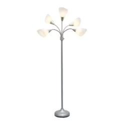 67" Contemporary Multi 5-Head Adjustable Gooseneck Floor Lamp With Shades White - Simple Designs -Online Home Decoration GUEST e46cdb5f 1502 429a 9642 c4f54178c10e