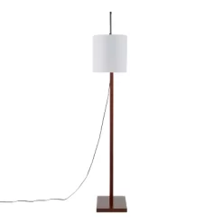 Arturo Contemporary Floor Lamp With Walnut Wood And Fabric Shade White (Includes LED Light Bulb) - LumiSource -Online Home Decoration GUEST e73c871a 907f 471e 9fc7 843dd7819b23