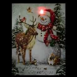 Northlight LED Lighted Snowman And Reindeer Christmas Canvas Wall Art 15.75" X 11.75" -Online Home Decoration GUEST e7b9b17f 0cab 4565 945c f5a944c1ba99
