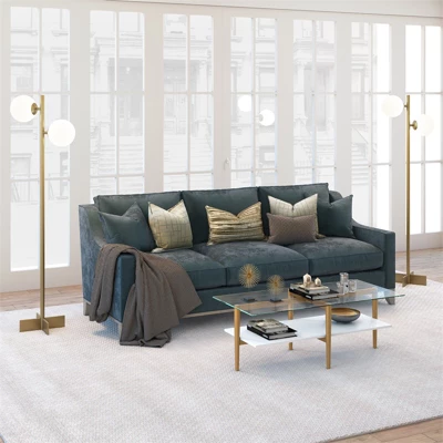70.5' Floor Lamp With Milk Glass Orb Shade In Gold - Henn&Hart 10 70.5' Floor Lamp With Milk Glass Orb Shade In Gold - Henn&Hart - Image 8