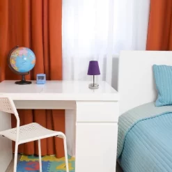 10.5" Petite Metal Stick Bedside Table Desk Lamp In Sand Nickel With Fabric Shade Purple - Creekwood Home -Online Home Decoration GUEST e99d63c0 76f3 4db3 9108 f039fd8f980f