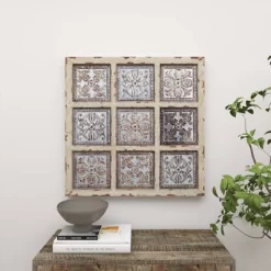 Metal Scroll Wall Decor With Embossed Details Beige - Olivia & May -Online Home Decoration GUEST eaa60eb3 e23a 4658 92fb c03d03fc428e