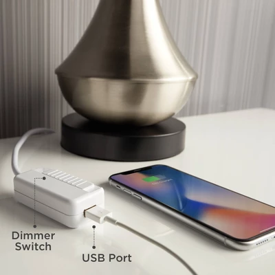 360 Lighting Modern Coastal Modern Table Lamp 26 1/4" High With USB Dimmer Whitewash Gray Ceramic White Drum Shade For Bedroom Living Room House Desk 10 360 Lighting Modern Coastal Modern Table Lamp 26 1/4" High With USB Dimmer Whitewash Gray Ceramic White Drum Shade For Bedroom Living Room House Desk - Image 8