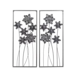 Metal Floral Wall Decor With Black Frame Set Of 2 Gray - Olivia & May -Online Home Decoration GUEST ec91f3f0 ed95 4239 9e2c d8a92f461c35