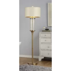 62.25" Traditional Metal Floor Lamp With Crystal Accents White - Ore International -Online Home Decoration GUEST ed390d8f f4c8 4ce5 96ce 2591f0c2143f