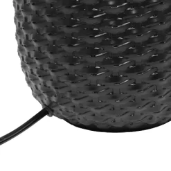 20.4" Traditional Ceramic Purled Texture Bedside Table Desk Lamp With White Fabric Drum Shade Black - Simple Designs -Online Home Decoration GUEST edf96850 83d3 4d16 a599 b5627ef7d630