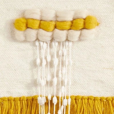 Saro Lifestyle Textured Woven Wall Hanging, 14"x28" Oblong, Yellow 4 Saro Lifestyle Textured Woven Wall Hanging, 14"x28" Oblong, Yellow - Image 2