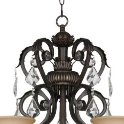 Kathy Ireland French Bronze Chandelier 31" Wide Rustic Crystal Amber Bell Glass 5-Light Fixture For Dining Room House Home Kitchen -Online Home Decoration GUEST ee29b97c 30f0 466b 95a9 f91a411dcf27