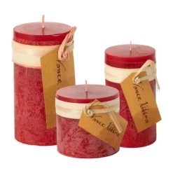 Cranberry Timber Pillar Candles Kit - Set Of 3 -Online Home Decoration GUEST f01d5412 35eb 4688 b028 33d1fe102522