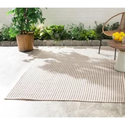 Home Conservatory Pinstripe Handwoven Indoor/Outdoor Area Rug