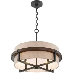 Possini Euro Design Bronze Wood Finish Pendant Chandelier 22" Wide Rustic Farmhouse Tan Fabric Drum 4-Light Fixture For Dining Room House 13 Possini Euro Design Bronze Wood Finish Pendant Chandelier 22" Wide Rustic Farmhouse Tan Fabric Drum 4-Light Fixture For Dining Room House -Online Home Decoration GUEST f0d0f05a 32c1 47ab a51c ccb88a583cb8