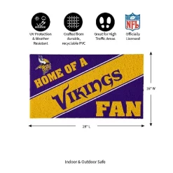 Evergreen Minnesota Vikings Looped PVC Trapper Indoor Outdoor Doormat 1'4"x2'4" Multicolored