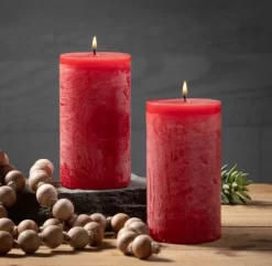 Cranberry Timber Pillar Candles - Set Of 2 -Online Home Decoration GUEST f417ada5 415f 424d bb56 4be0fd03d0d3