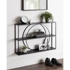 36" X 24" Pirzada Geometric Wall Shelf Black - Kate & Laurel All Things Decor -Online Home Decoration GUEST f48d7146 d253 4635 a786 3b6f1fea233d