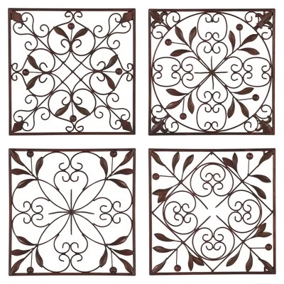 Rustic Metal Ornamental Wall Decor Set Of 4 Brown - Olivia & May 13 Rustic Metal Ornamental Wall Decor Set Of 4 Brown - Olivia & May - Image 11
