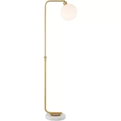 Possini Euro Design Casaba Mid Century Modern Chairside Arc Floor Lamp 64" Tall Warm Gold Adjustable Frosted Glass Shade For Living Room Reading House -Online Home Decoration GUEST f63f8c6a a05d 4ca3 a777 61189ddb9890