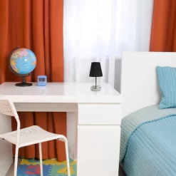 10.5" Petite Metal Stick Bedside Table Desk Lamp In Sand Nickel With Fabric Shade Black - Creekwood Home -Online Home Decoration GUEST f9522480 6b00 4042 abce fad880e588e5