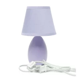 9.45" 2pk Petite Ceramic Oblong Bedside Table Desk Lamps With Matching Tapered Drum Shade Purple - Creekwood Home -Online Home Decoration GUEST f954ed68 61b1 4693 a499 bc3676d37f06
