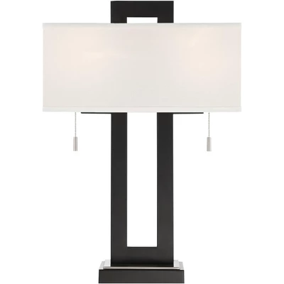 360 Lighting Neil Modern Table Lamp With Black Marble Riser 26" High Two Tone USB Charging Port White Rectangular Shade For Bedroom House Home Desk 7 360 Lighting Neil Modern Table Lamp With Black Marble Riser 26" High Two Tone USB Charging Port White Rectangular Shade For Bedroom House Home Desk - Image 5
