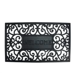 Northlight Black Scroll "Welcome" Door Mat 18" X 30"