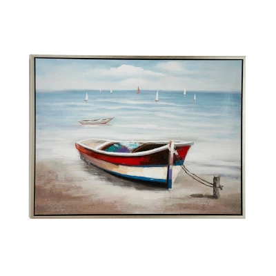 Canvas Sail Boat Framed Wall Art With Silver Frame - Olivia & May 4 Canvas Sail Boat Framed Wall Art With Silver Frame - Olivia & May - Image 2