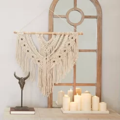 Cotton Macrame Intricately Weaved Wall Decor With Beaded Fringe Tassels - Olivia & May -Online Home Decoration GUEST fd29140b 19ff 45bb 98f9 023a16e441f6
