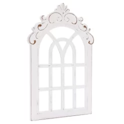 LuxenHome Distressed White Wood Vintage Arched Window Wall Home Decor -Online Home Decoration GUEST fd5b62da 8f51 4ea2 886c 0c86d1707e3d