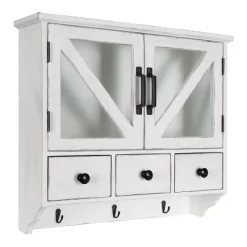 21" X 6" X 20" Hutchins Decorative Rustic Wood Wall Cabinet White - Kate & Laurel All Things Decor