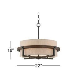Possini Euro Design Bronze Wood Finish Pendant Chandelier 22" Wide Rustic Farmhouse Tan Fabric Drum 4-Light Fixture For Dining Room House 14 Possini Euro Design Bronze Wood Finish Pendant Chandelier 22" Wide Rustic Farmhouse Tan Fabric Drum 4-Light Fixture For Dining Room House -Online Home Decoration GUEST fef36d3b d0fc 4db1 9dc9 ffe5d26747fe